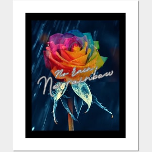 Inspirational life quote and rainbow rose Posters and Art